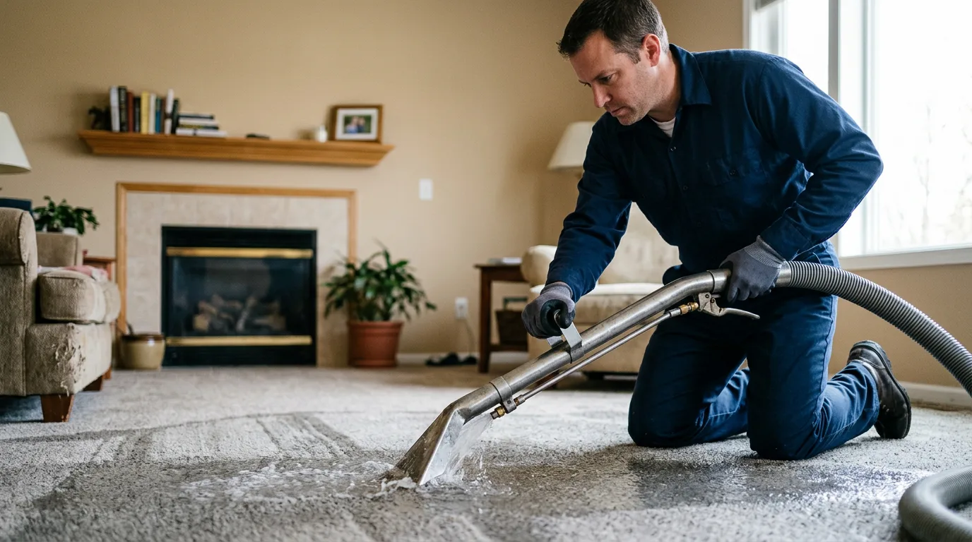 Water damage restoration technician working near Mahaffey, PA